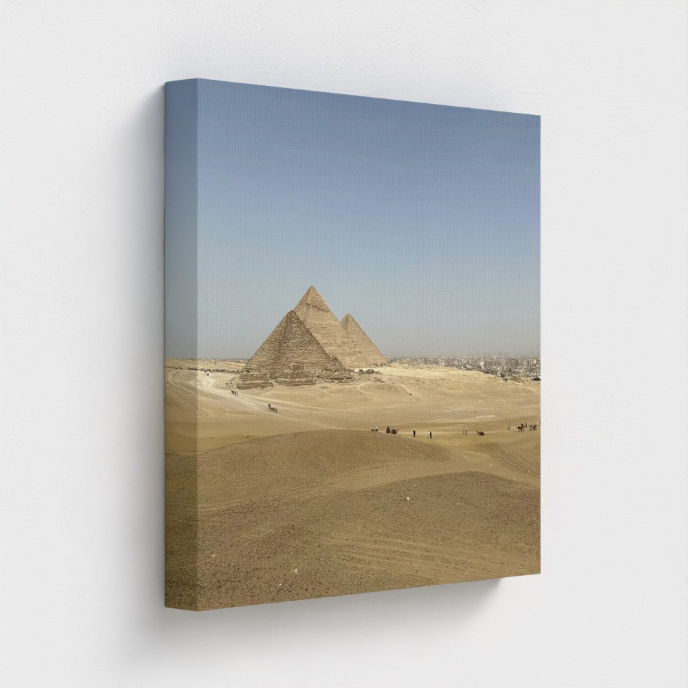 Wall art print of the Egyptian pyramids on eco-friendly recycled canvas by Papi's Canvas
