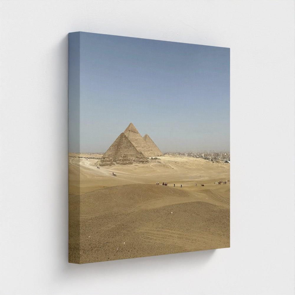 Pyramids of Giza print on Eco-Friendly Recycled Canvas by Papi's Canvas with desert and clear sky