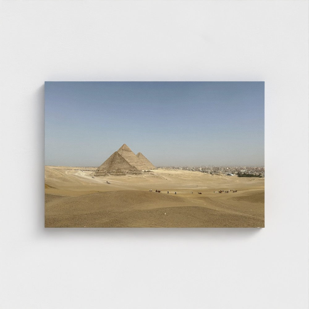 Pyramids of Giza desert landscape printed on eco-friendly recycled canvas by Papi's Canvas