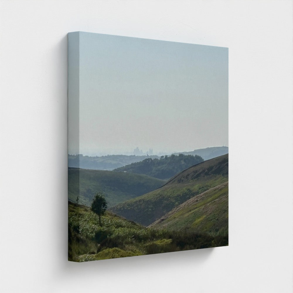 Eco-Friendly Wall Decor Manchester Skyline From Peak District canvas print showing scenic hills and city skyline