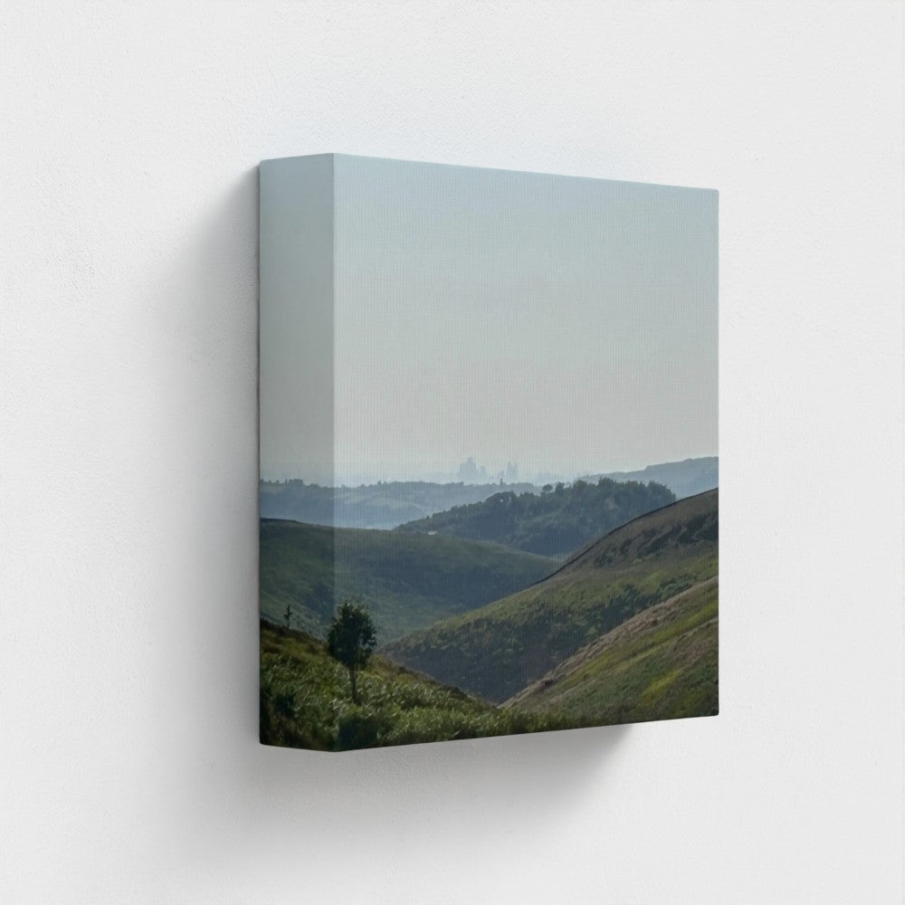 Eco-Friendly Wall Decor Manchester Skyline From Peak District on canvas hanging on white wall