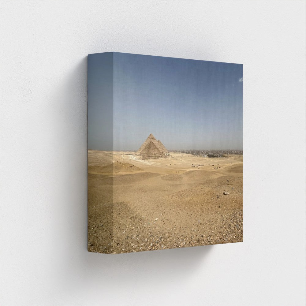 Papi's Canvas Eco-Friendly Wall Decor featuring a desert pyramid landscape print on canvas