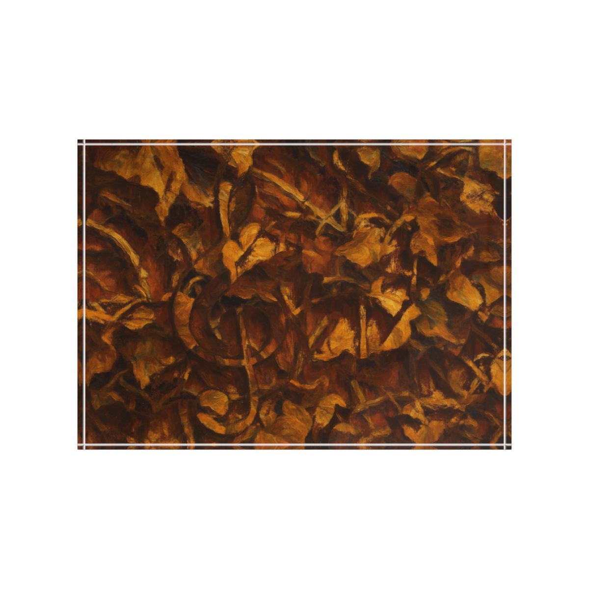 Front view of clear acrylic block on white background showcasing vibrant jewel-tone abstraction