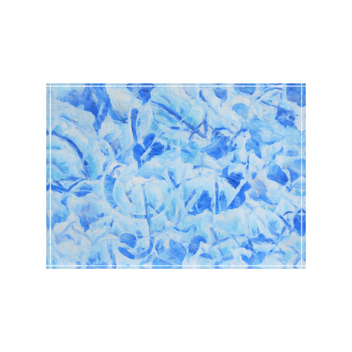 Front view on white background showcasing cool cerulean and sapphire wave patterns