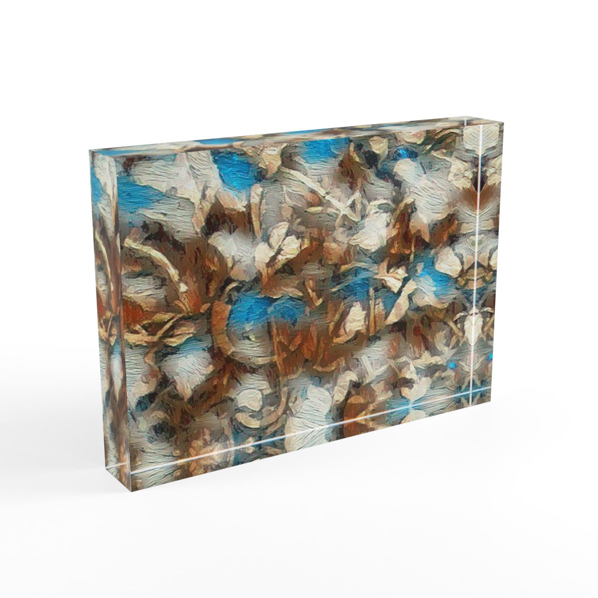 Side view highlighting polished edges that refract warm woodland hues