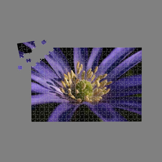 floral 1000 piece wooden jigsaw puzzle featuring purple anemone