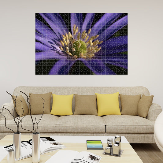 floral 1000 piece wooden jigsaw puzzle featuring purple anemone