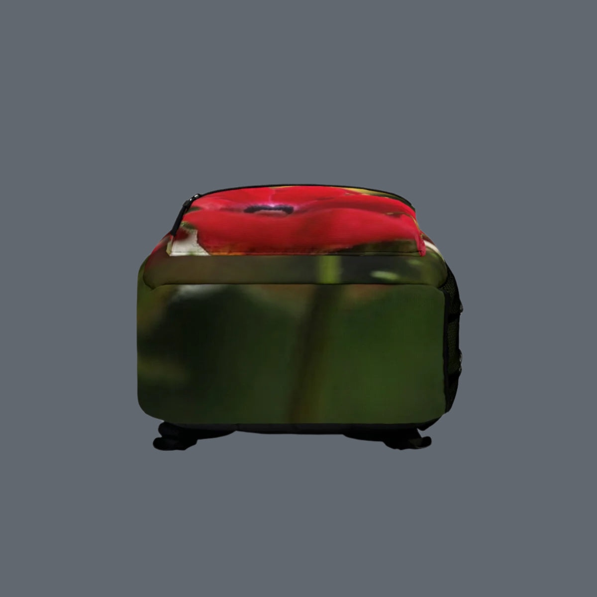 colourful floral backpack featuring red flower