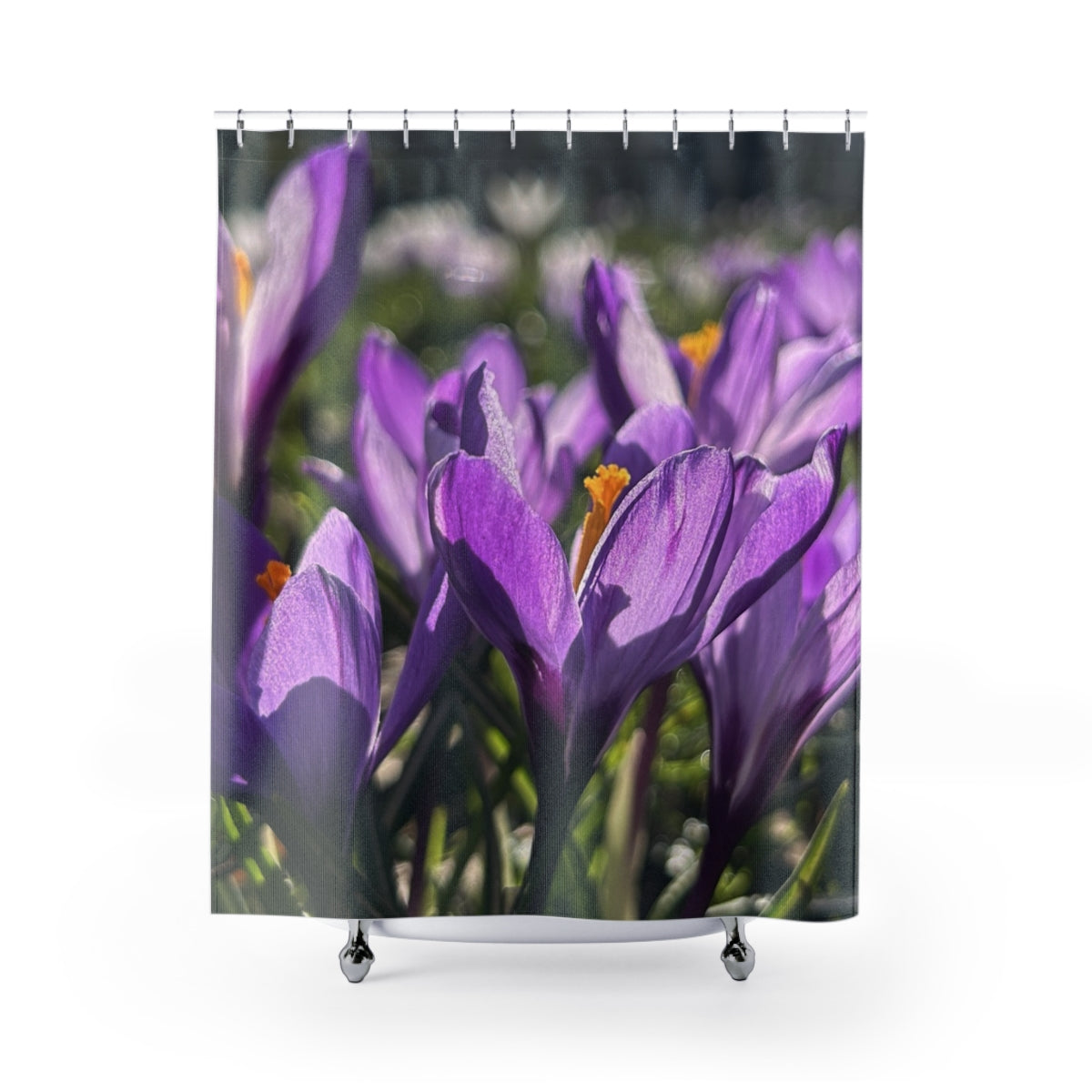 floral shower curtain featuring crocus, size 71’’x74’’