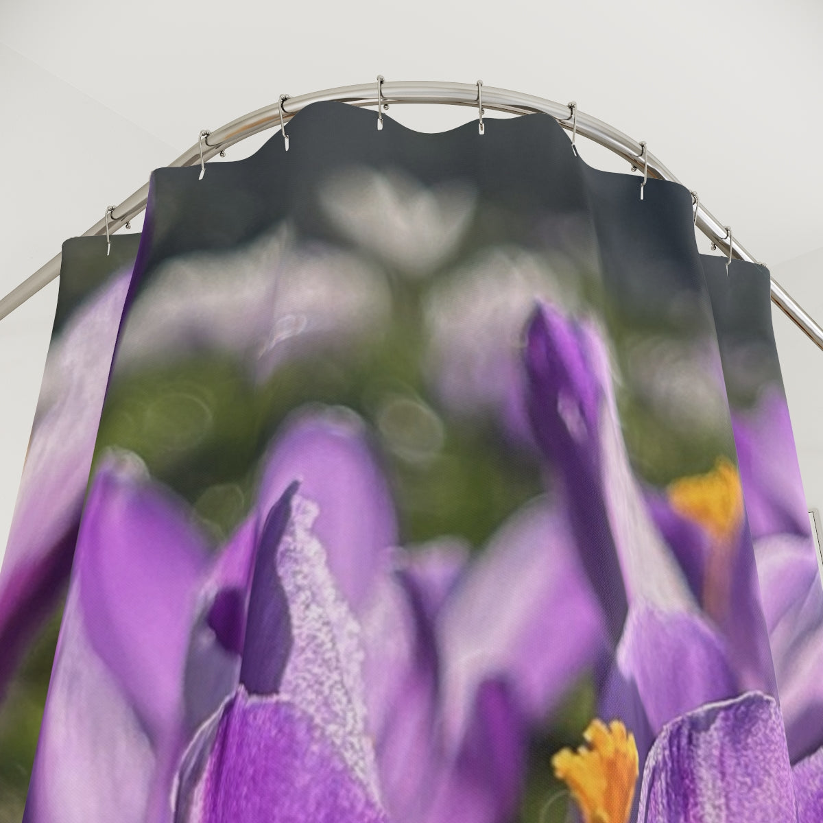 floral shower curtain featuring crocus, size: 71’’x74’’