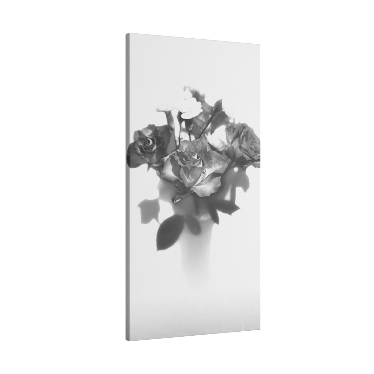 giclée canvas print featuring black and white photograph of roses