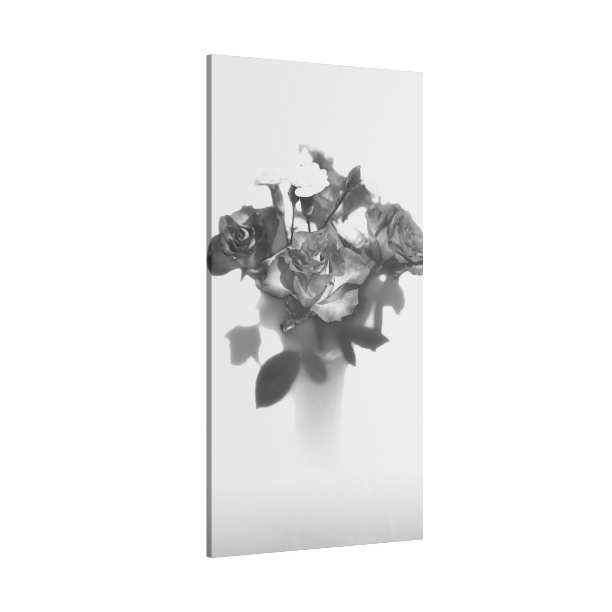 giclée canvas print featuring black and white photograph of roses