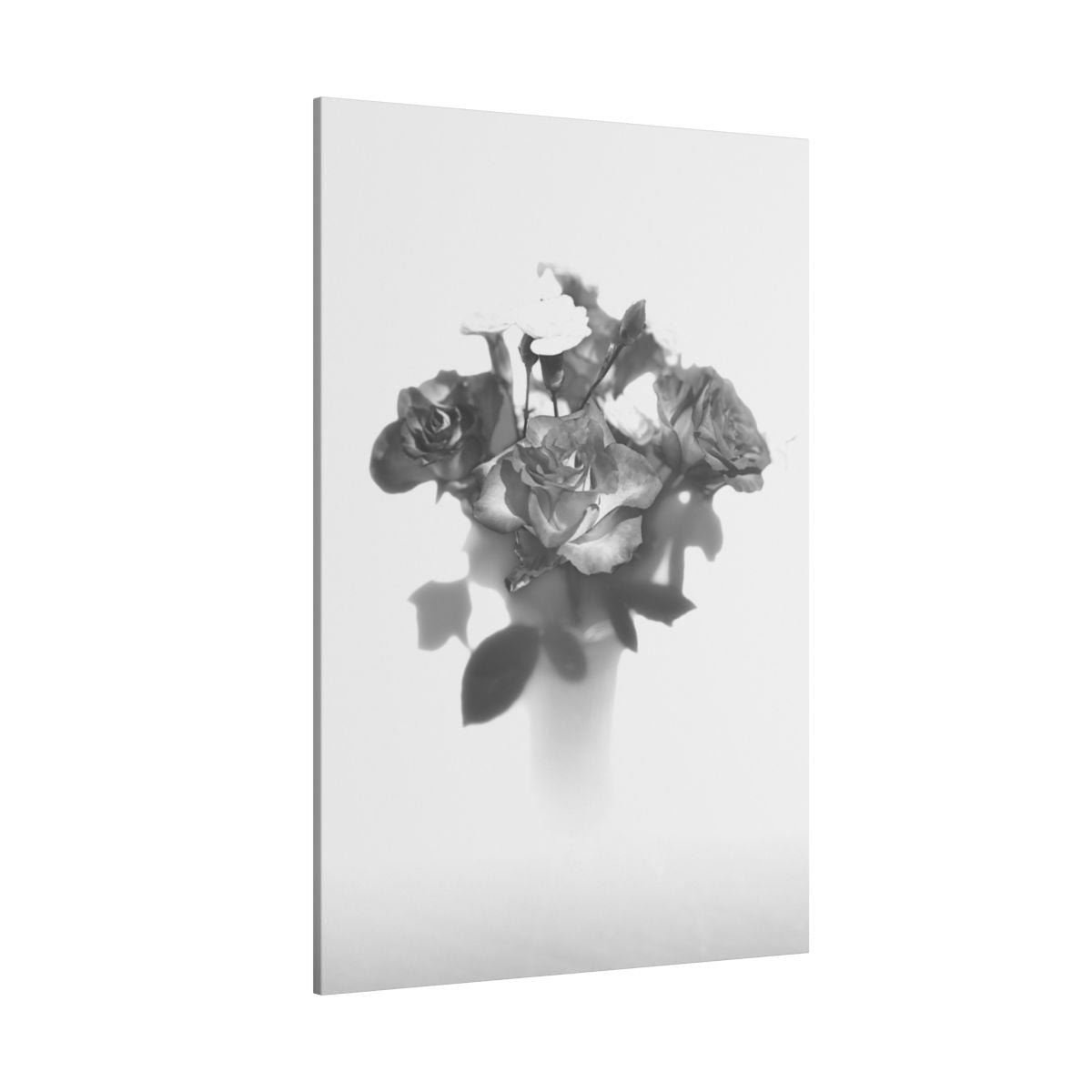 giclée canvas print featuring black and white photograph of roses