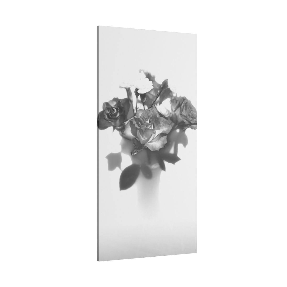 giclée canvas print featuring black and white photograph of roses