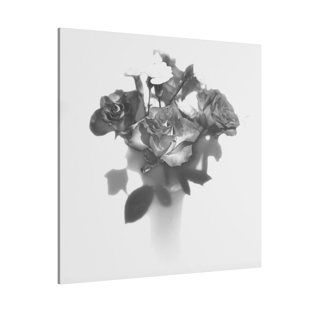 giclée canvas print featuring black and white photograph of roses
