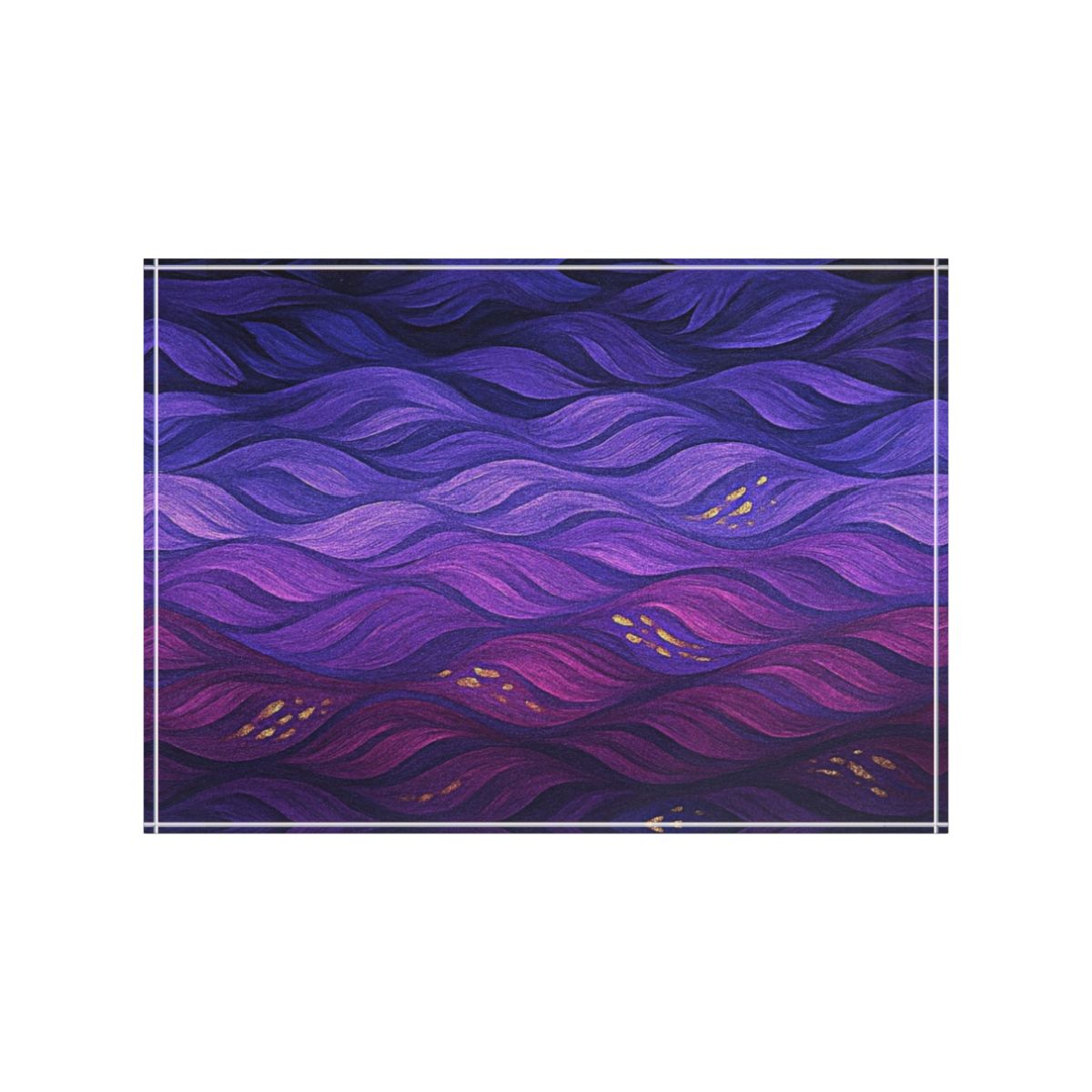 Straight-on shot of the clear block on white, featuring a spectrum of jewel-tone waves
