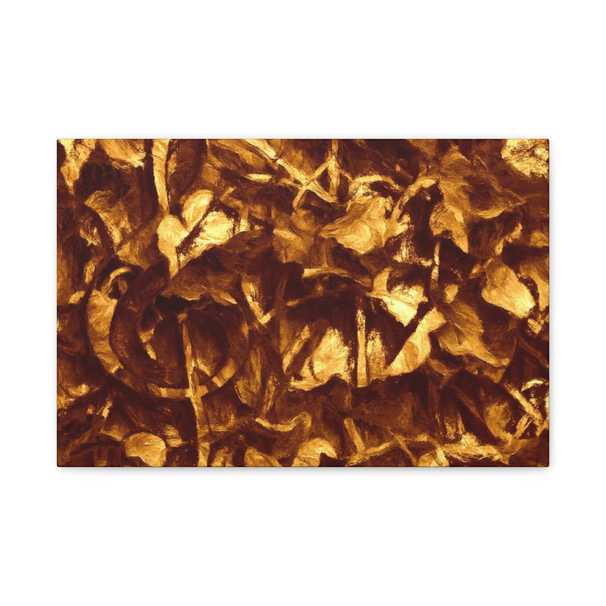 Deep bronze and golden brushstrokes form a dense, mournful composition with hidden structure