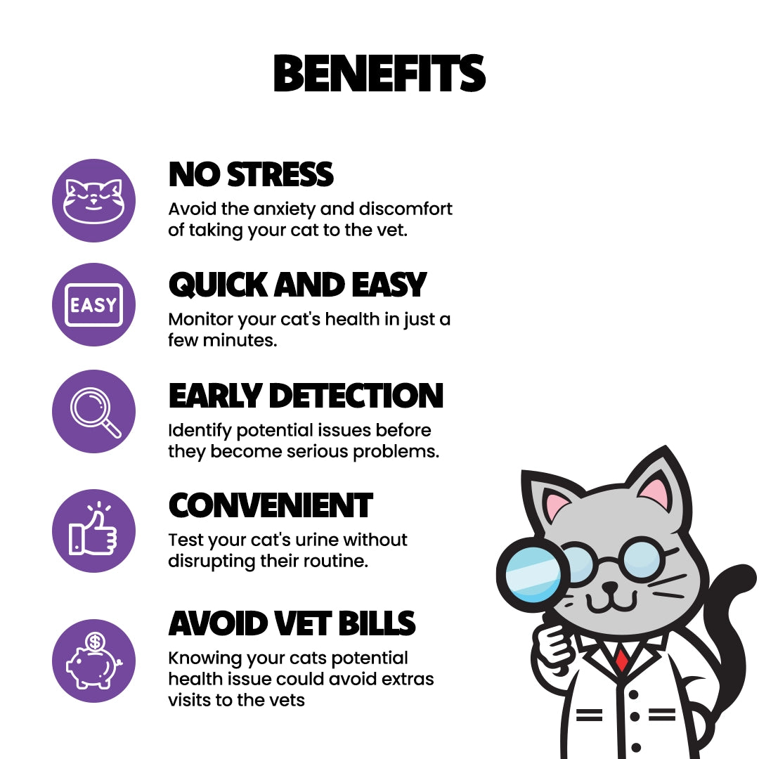 Dr Ted Cat Urine Test Kits 3 pack PH, Hematuria, Blood, Glucose, Kidney Stones