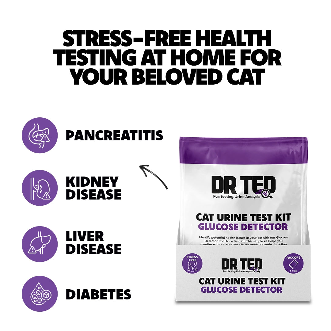 Dr Ted Cat Urine Test Kits 3 pack PH, Hematuria, Blood, Glucose, Kidney Stones