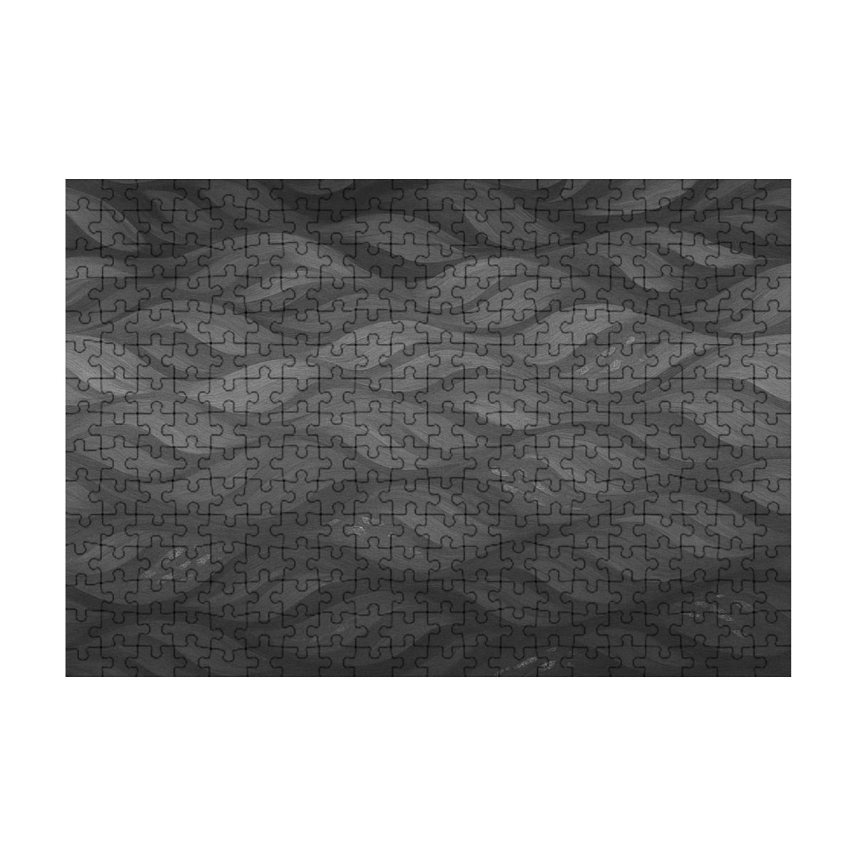 300 piece wooden jigsaw puzzle in grayscale with smooth tonal gradients and soft wave motion