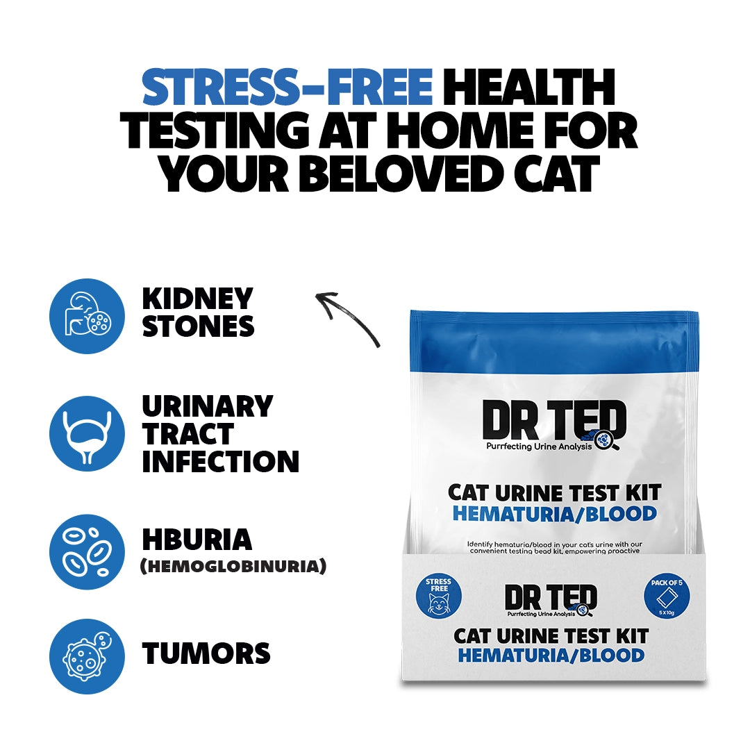 Dr Ted Cat Urine Test Kits 3 pack PH, Hematuria, Blood, Glucose, Kidney Stones