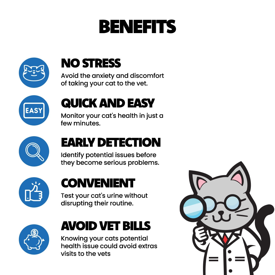 Dr Ted Cat Urine Test Kits 3 pack PH, Hematuria, Blood, Glucose, Kidney Stones
