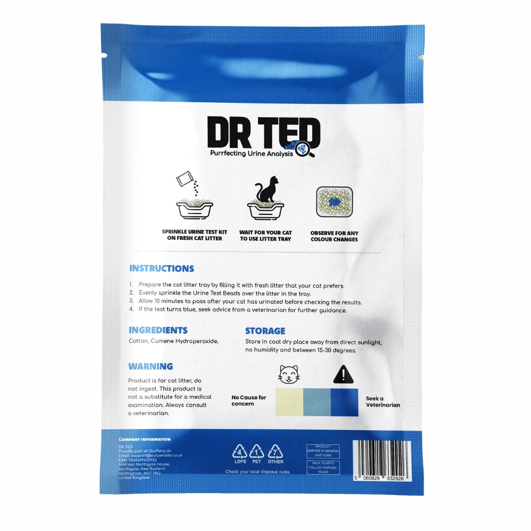 Dr Ted Cat Urine Test Kits 3 pack PH, Hematuria, Blood, Glucose, Kidney Stones