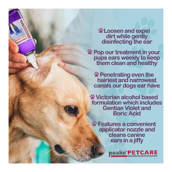 Peake Petcare Soothing Ear Cleaner for Dogs, Cats 50ml Dispensing Bottle