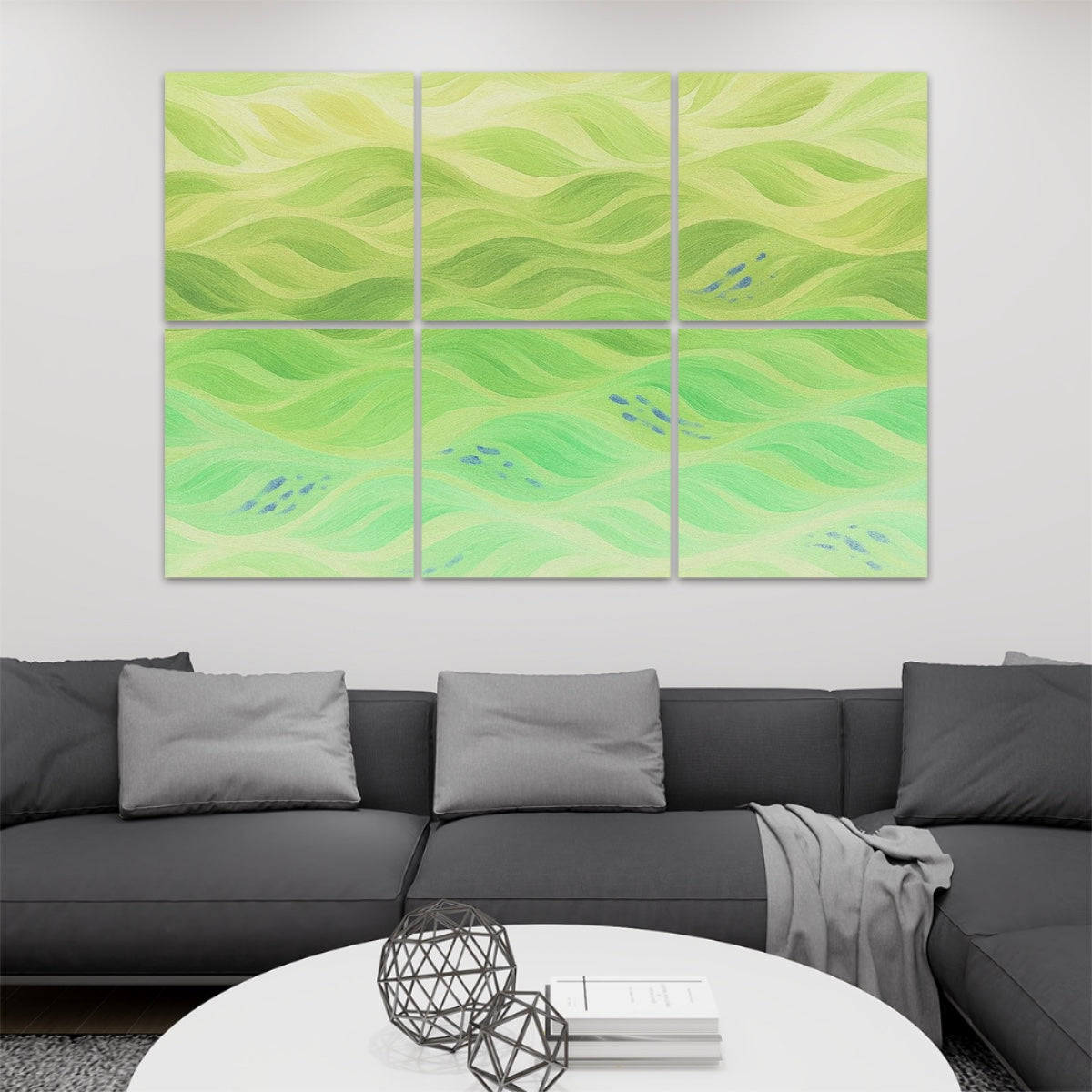 Inverted version of Gilded Amethyst Currents featuring high-luminosity shifts across 6 wall panels