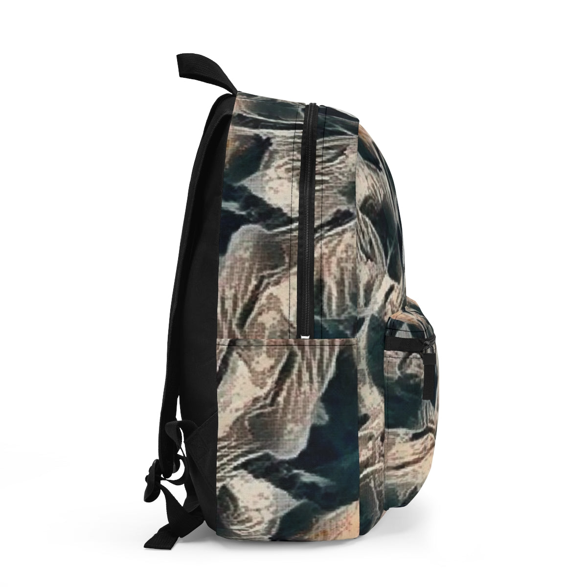 Right side in abstract foliage textures, blending blush and moss tones with natural softness