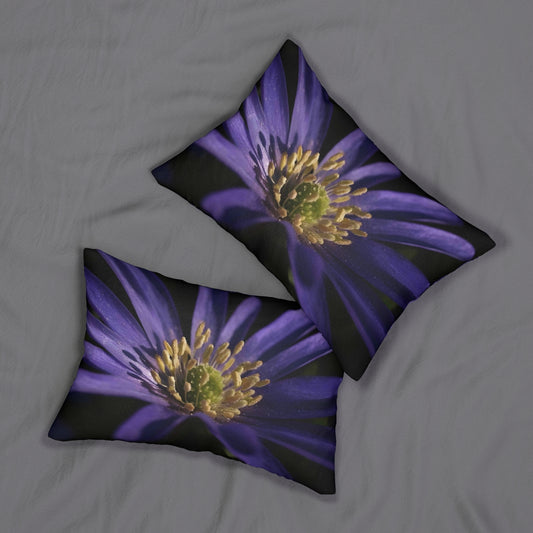 lumbar pillow featuring close up of purple anemone size:20''x14''