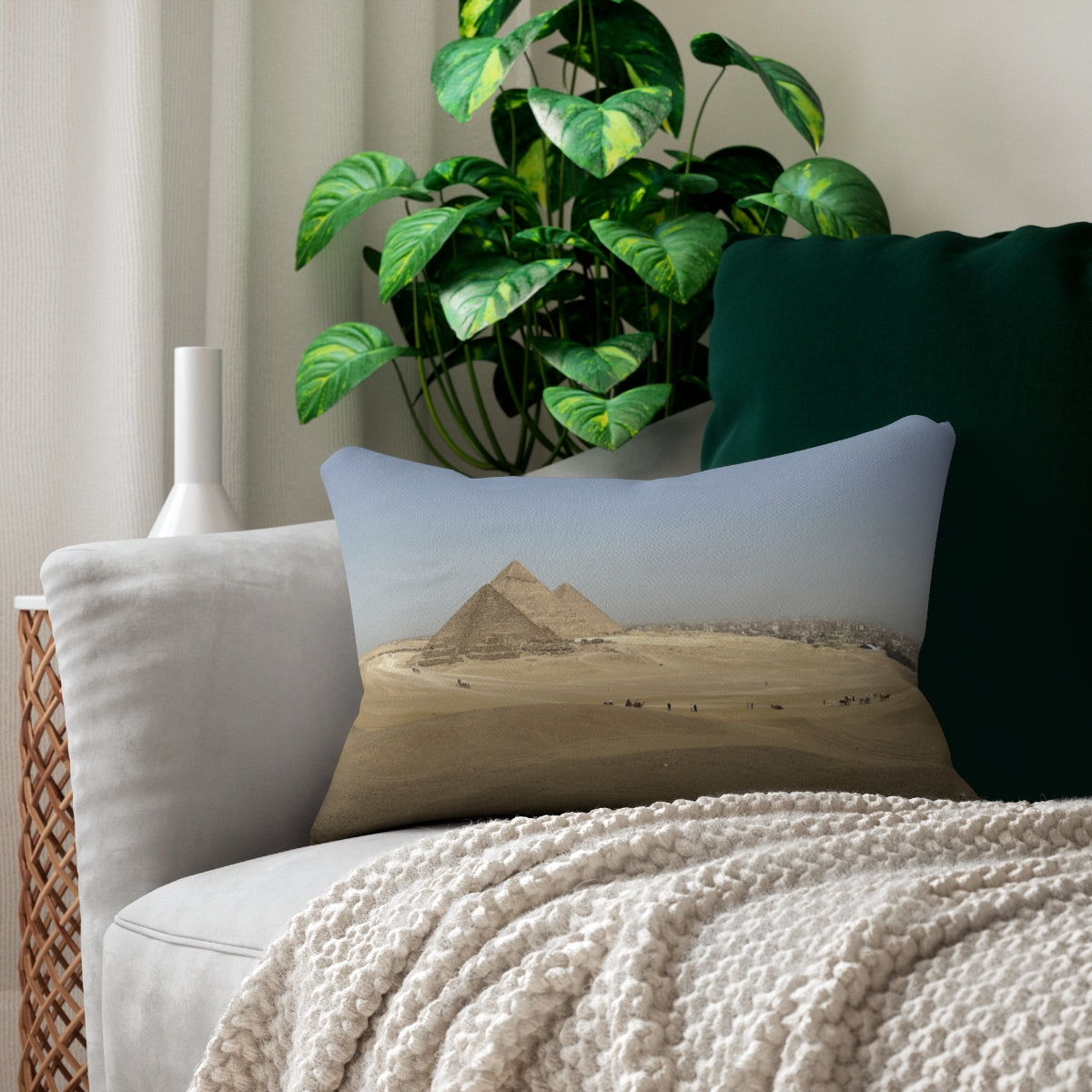 lumbar pillow featuring Pyramids of Giza size: 20''x14''