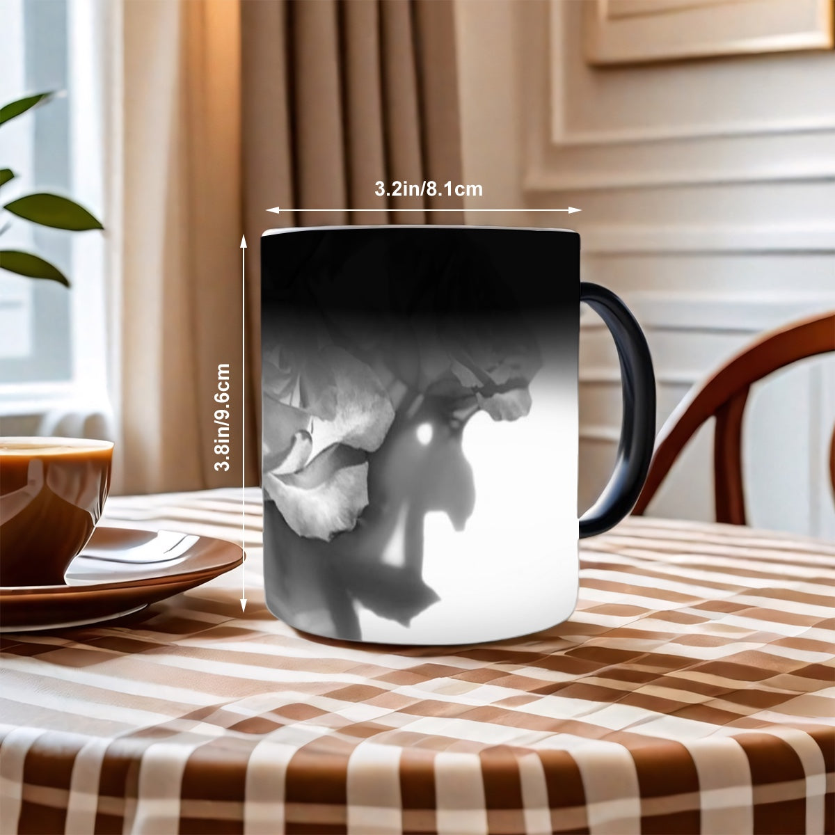 magic mug featuring roses in black an white size: 11oz