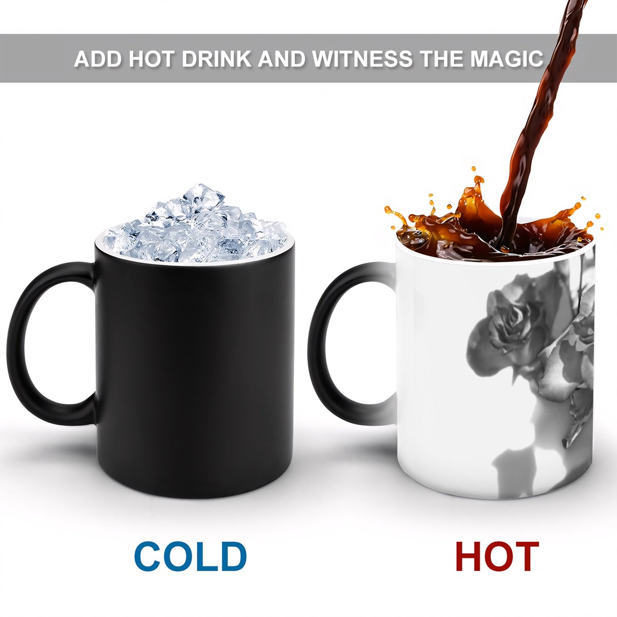 magic mug featuring roses in black an white size: 11oz