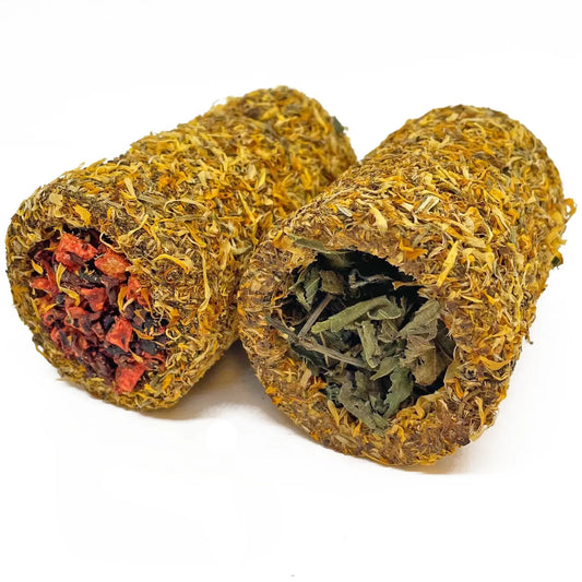 Filled Marigold Tunnel for Rabbits, Guinea Pigs, Natural, Edible Mix