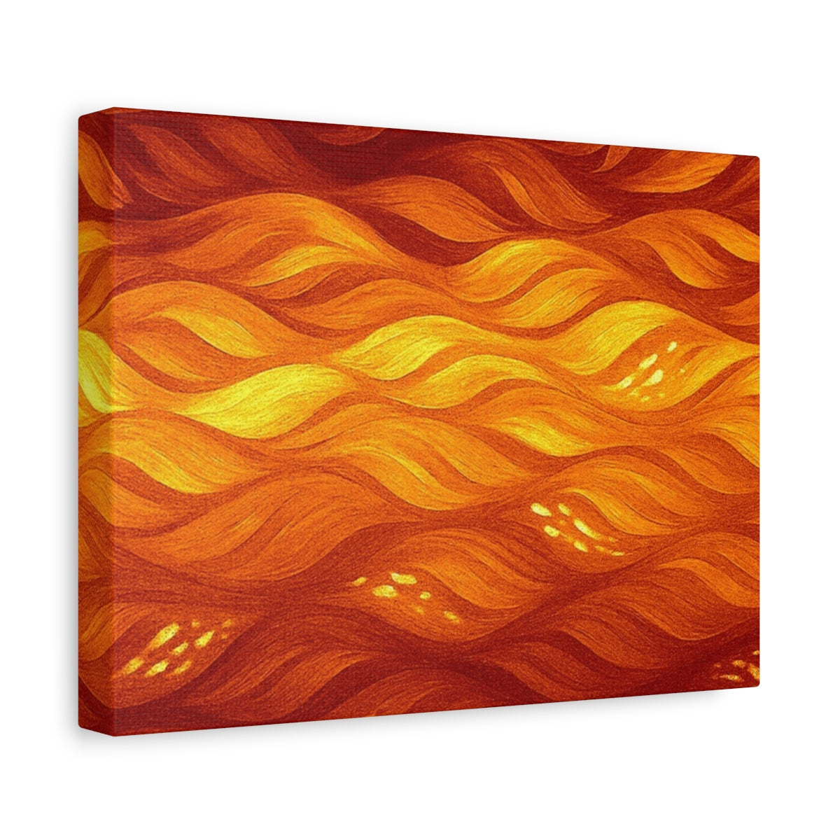 Vivid orange and golden abstract canvas design with undulating warmth and glowing highlights