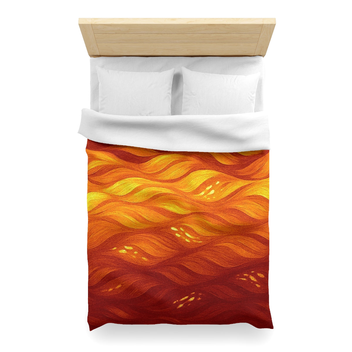 Twin XL size duvet cover in Orange – Amber with white lining, featuring glowing amber strokes and warm undertones