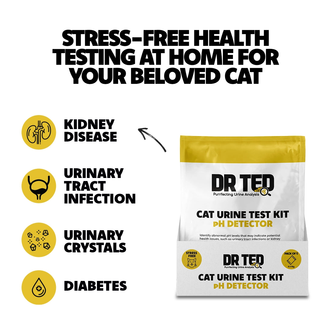 Dr Ted Cat Urine Test Kits 3 pack PH, Hematuria, Blood, Glucose, Kidney Stones
