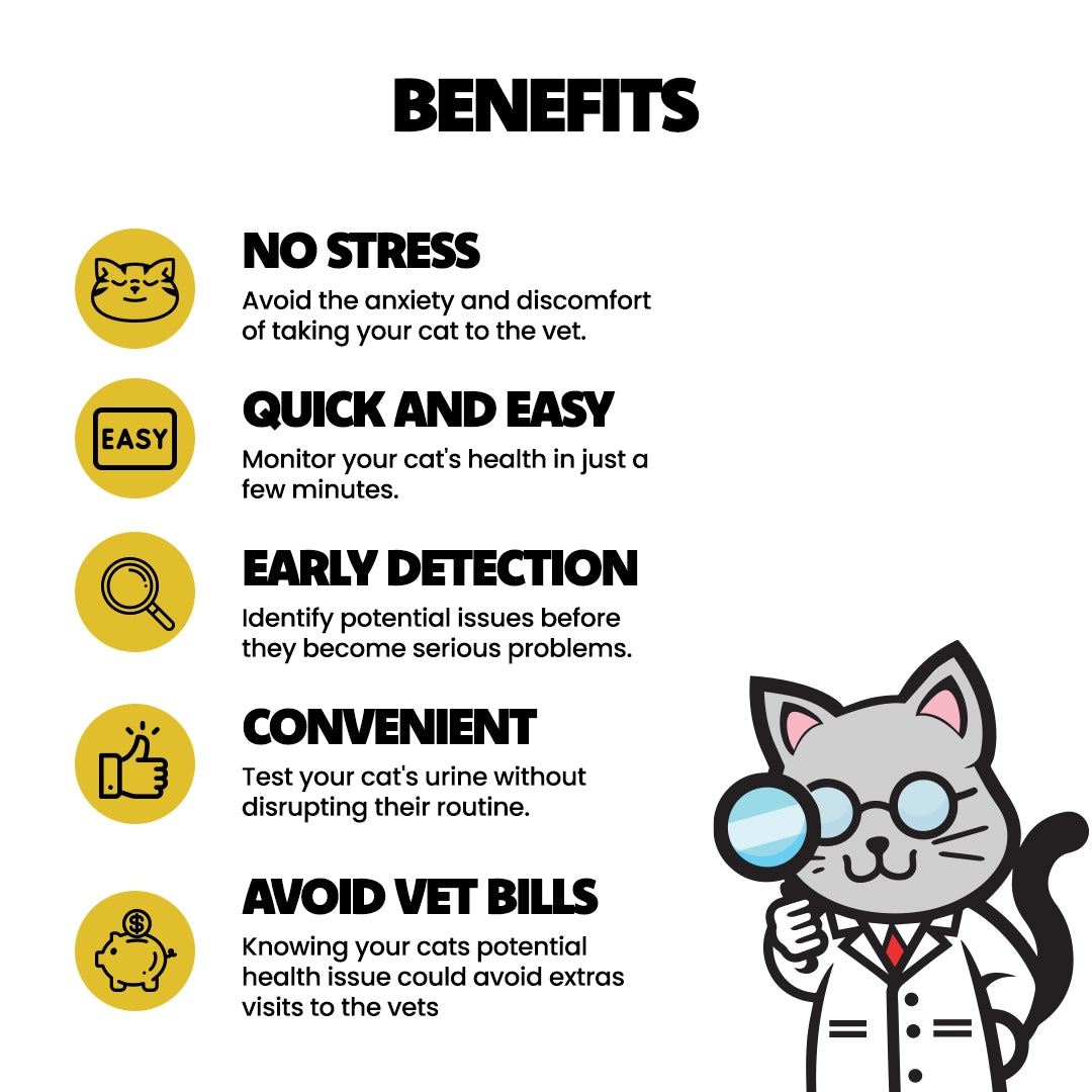 Dr Ted Cat Urine Test Kits 3 pack PH, Hematuria, Blood, Glucose, Kidney Stones