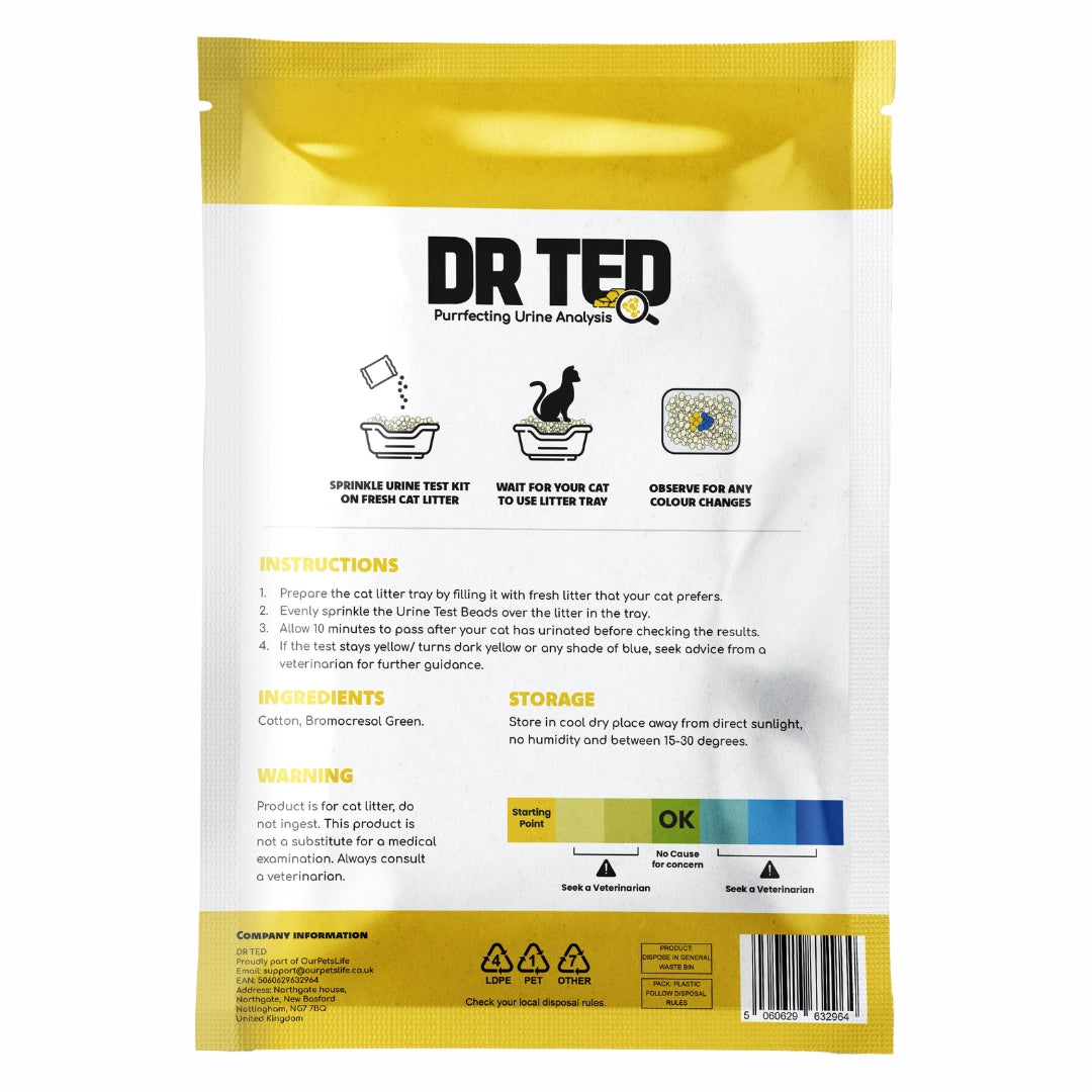 Dr Ted Cat Urine Test Kits 3 pack PH, Hematuria, Blood, Glucose, Kidney Stones