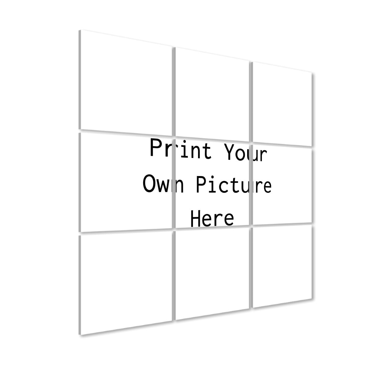 Print Your Own Photo Acoustic Panels 3x3 white modular acoustic wall grid with placeholder text