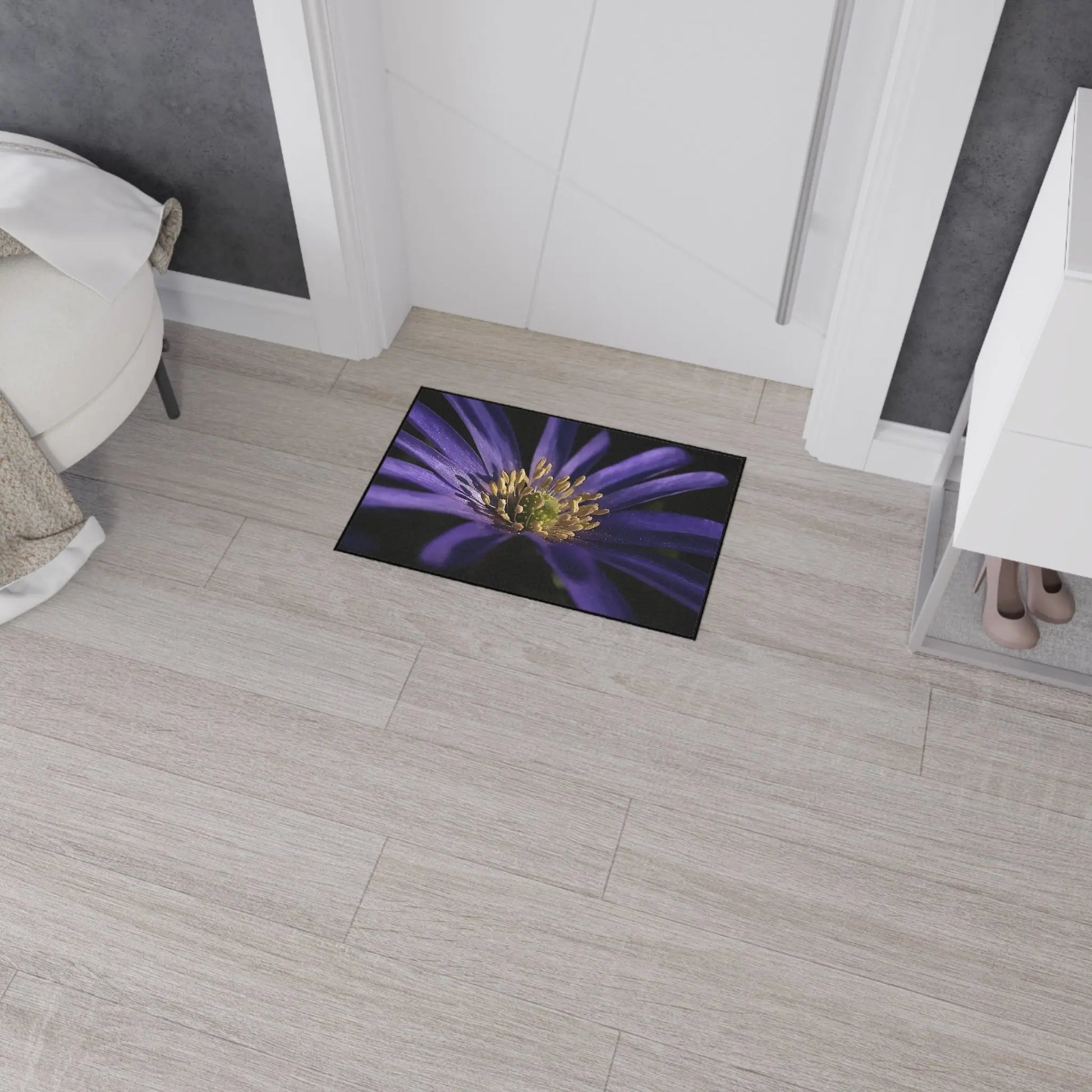 Heavy Duty Floor Mat featuring purple anemone