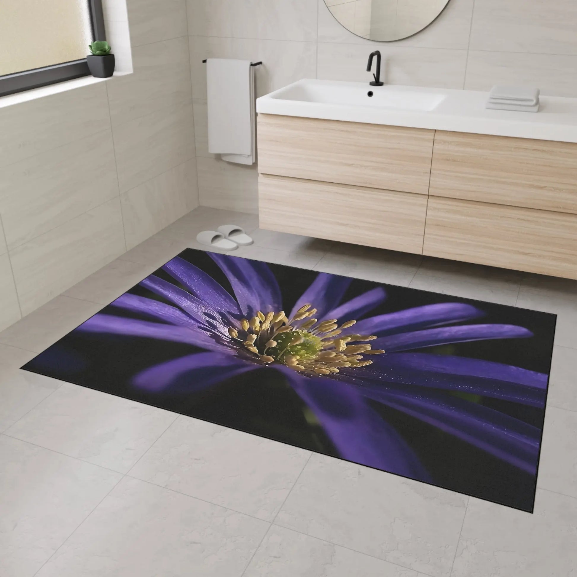 Heavy Duty Floor Mat featuring purple anemone