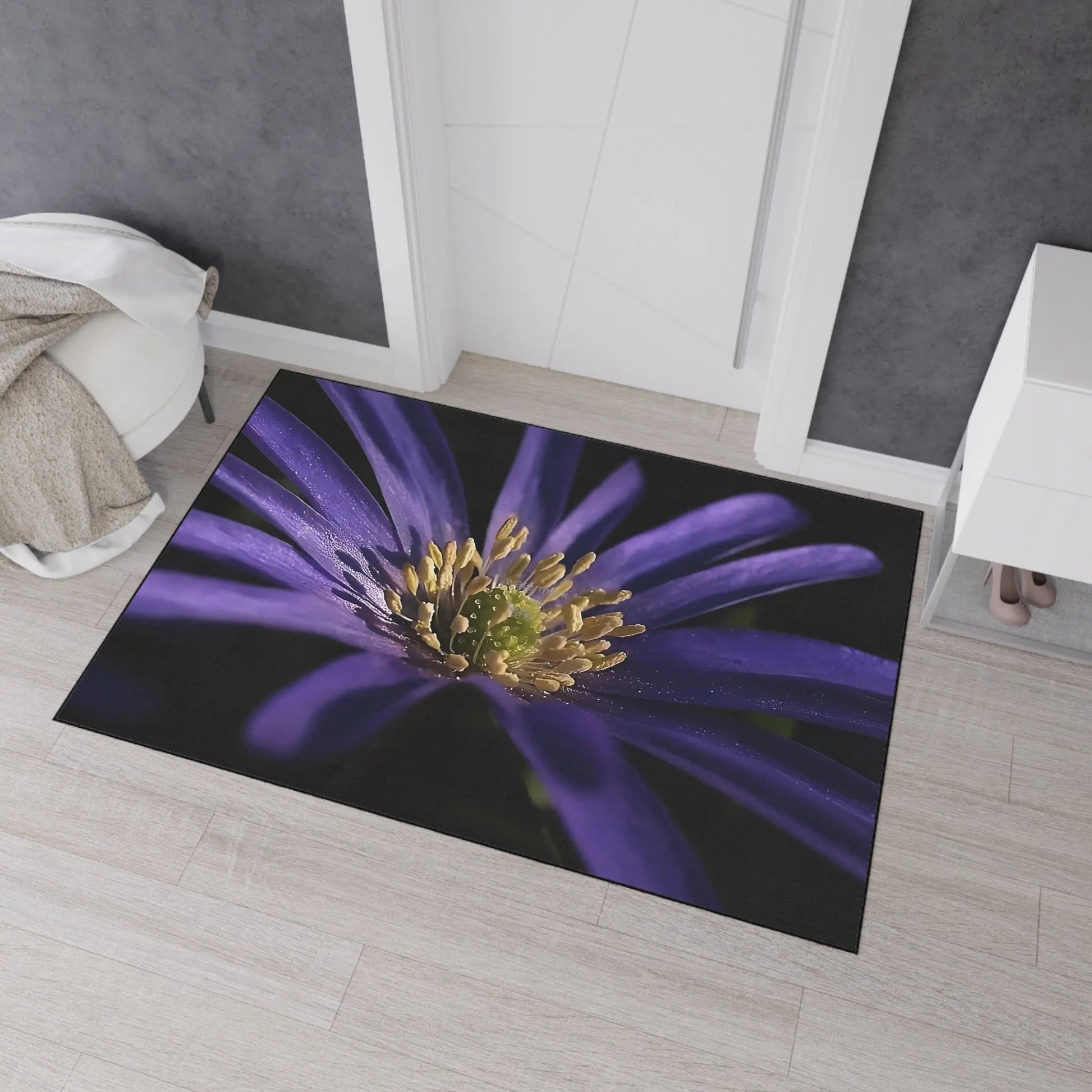 Heavy Duty Floor Mat featuring purple anemone