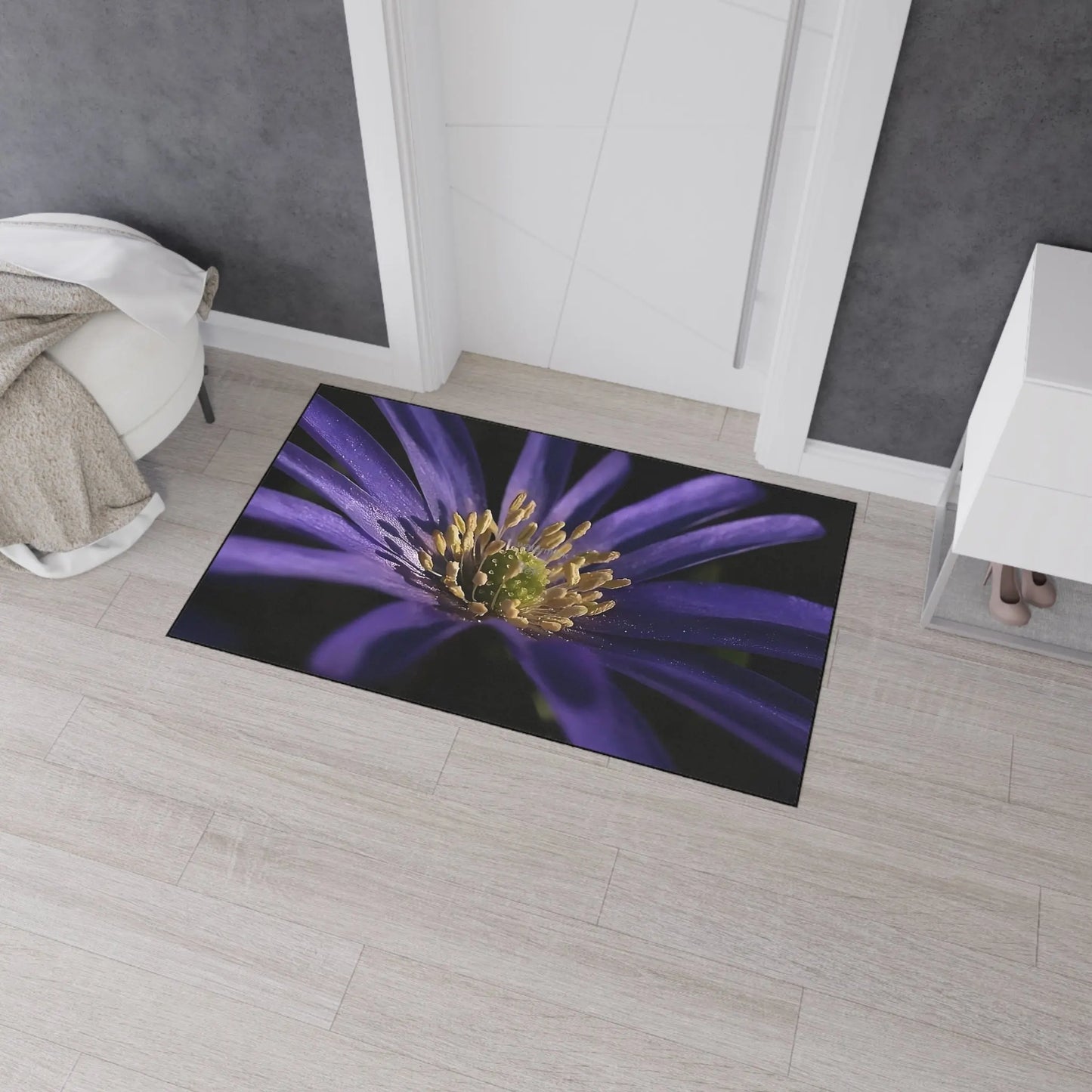 Heavy Duty Floor Mat featuring purple anemone