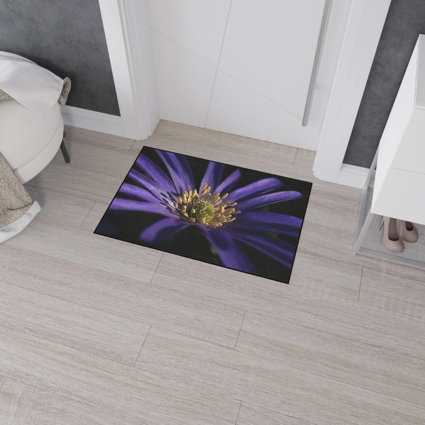 Heavy Duty Floor Mat featuring purple anemone