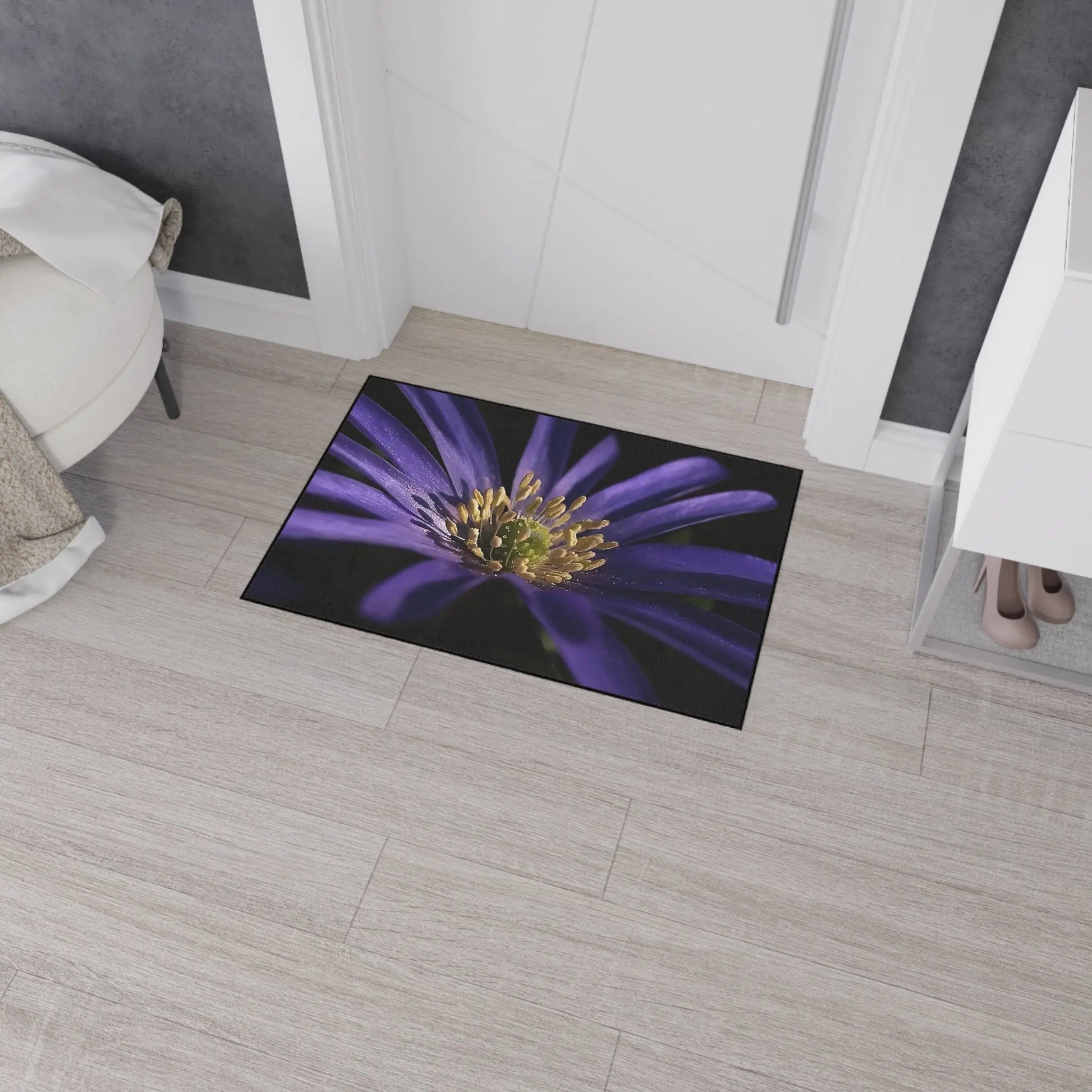Heavy Duty Floor Mat featuring purple anemone