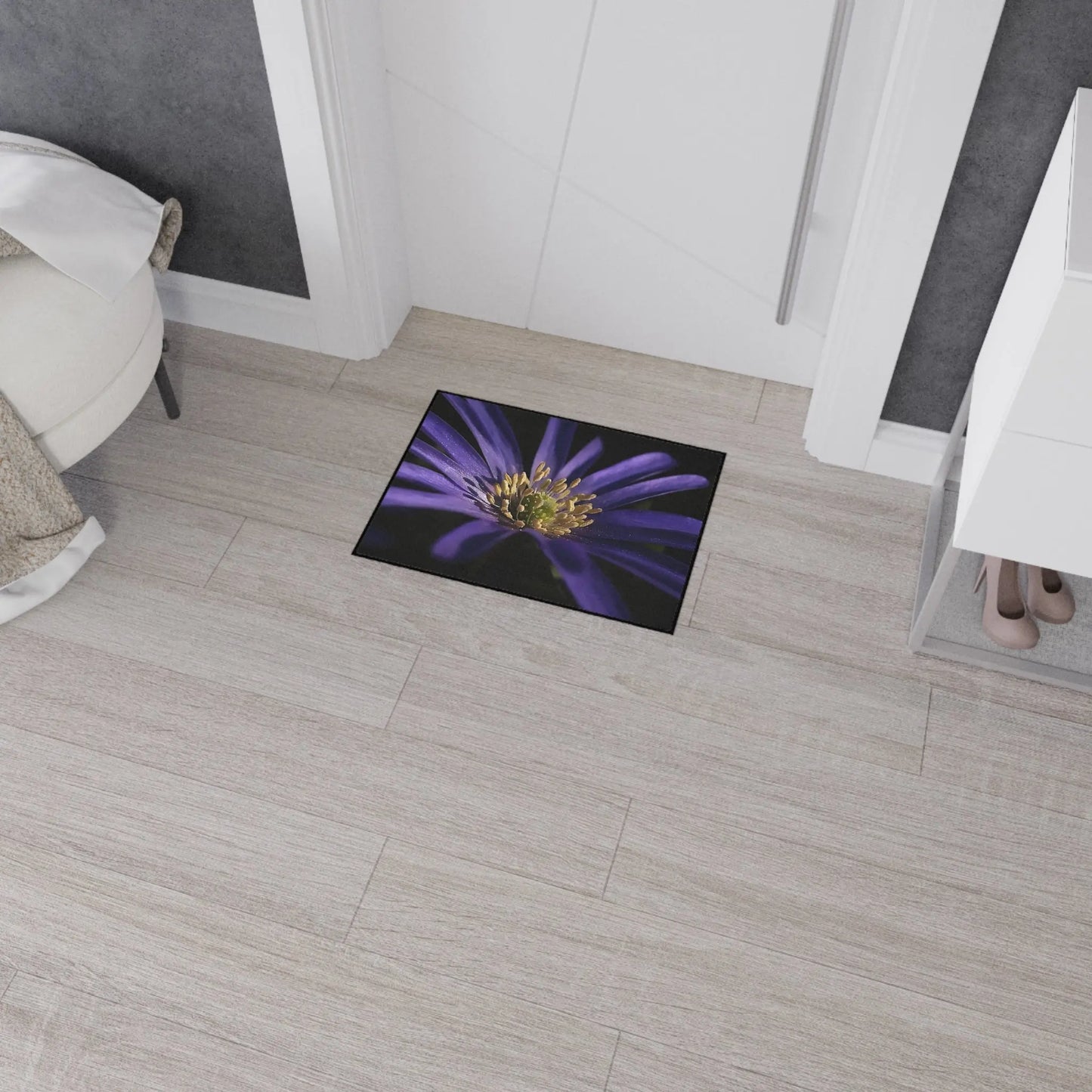 Heavy Duty Floor Mat featuring purple anemone