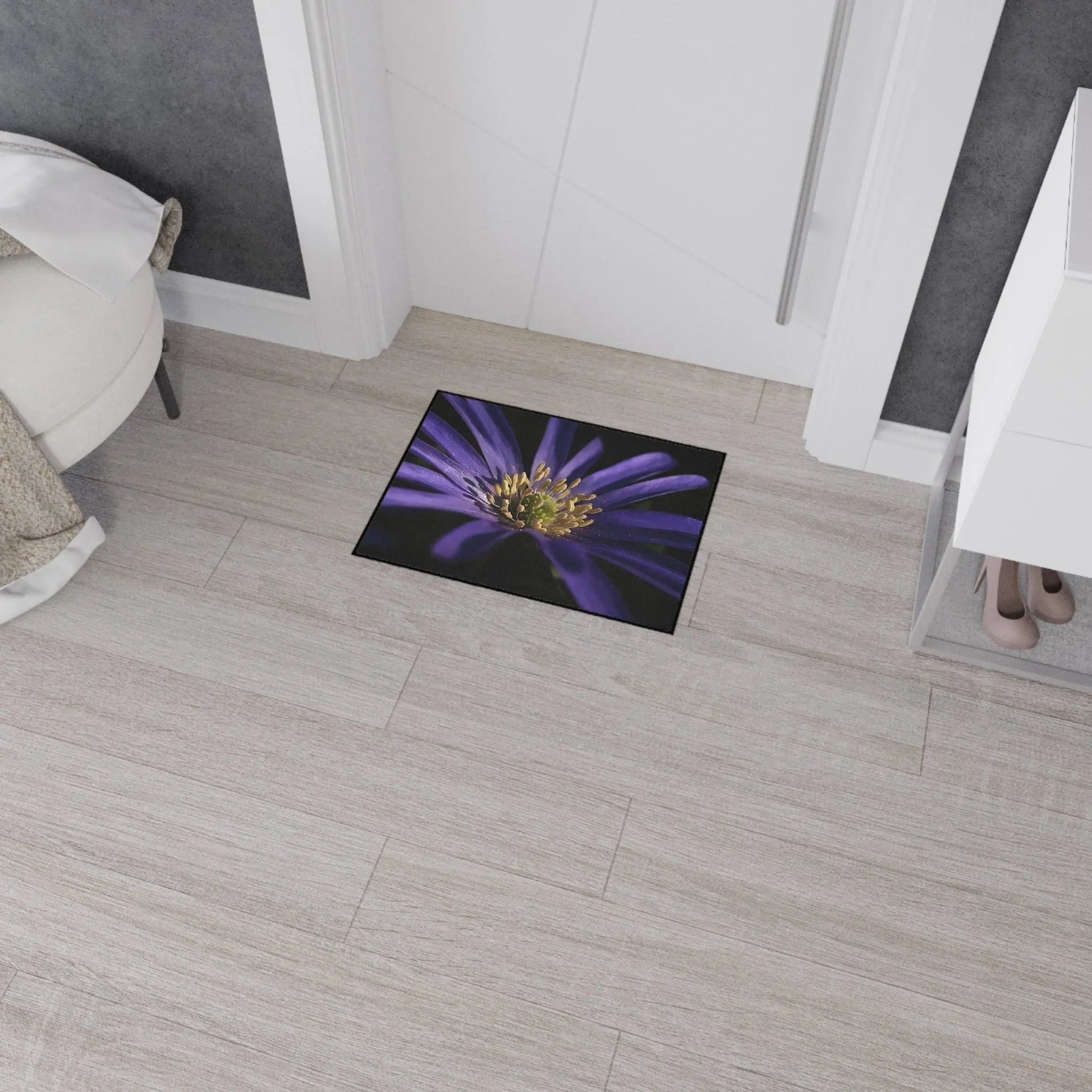 Heavy Duty Floor Mat featuring purple anemone