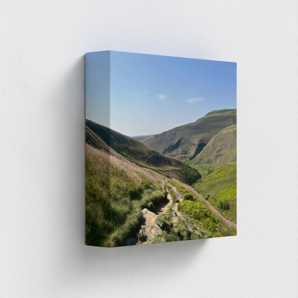 side view of eco-friendly canvas featuring landscape from Peak District National Park, size: 8''x8''